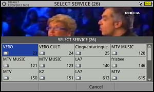 Выбор услуг от текущего DVB-S2 мультиплекса
