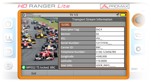 IRG дескриптор информации в HD RANGER UltraLite