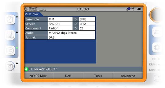DAB signal analysis in a field strength meter model RANGER Neo 2