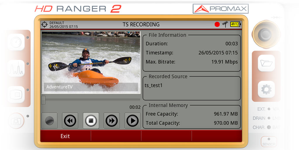 Recording a Transport Stream in the HD RANGER 2