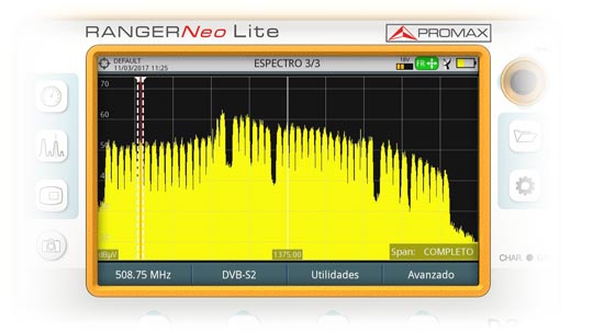 Analizador de espectros en banda FI extendida del RANGER Neo Lite