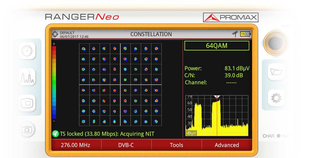 64QAM созвездие для DVB-C на экране прибора