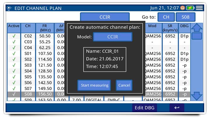 Creación automática de tablas de canales con auto identificación del estándar