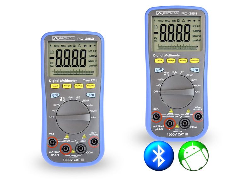 Digital multimeters with RMS and bluetooth control via Android app