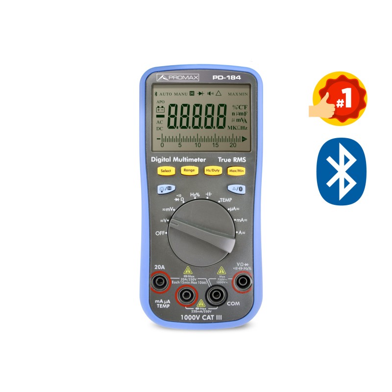 Comprar multímetro TRMS de precisión (1000V, 20A) bluetooth: Control  remoto, voz, logger