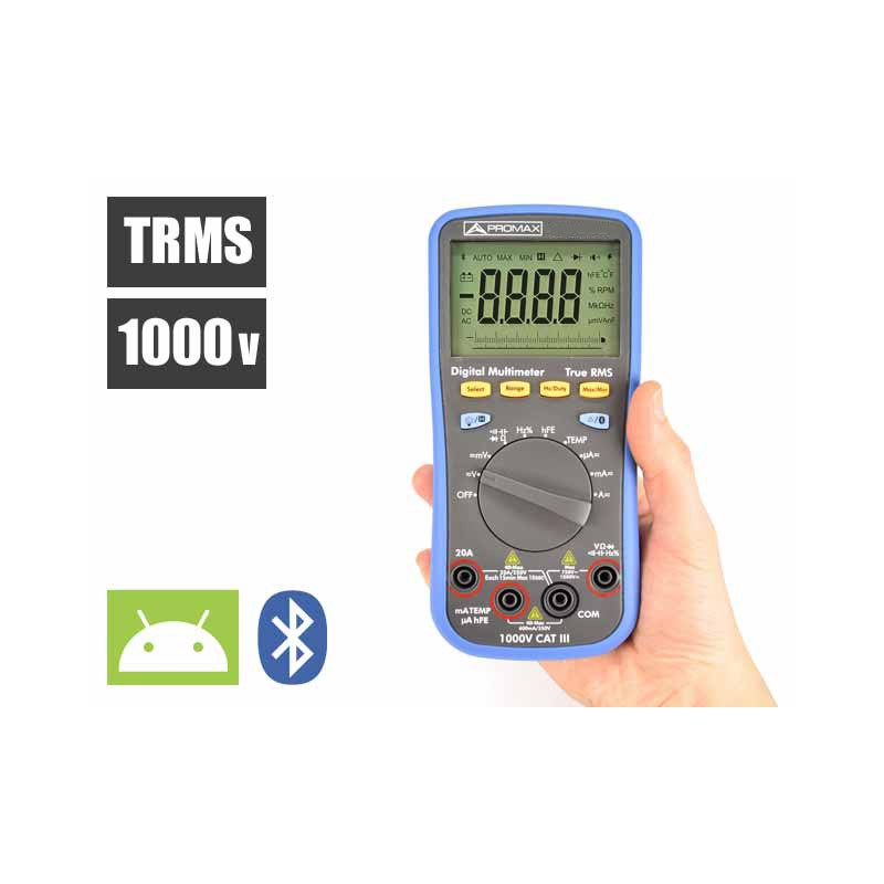Comprar multímetro TRMS (1000V / 20A) bluetooth (voz, datalogger)